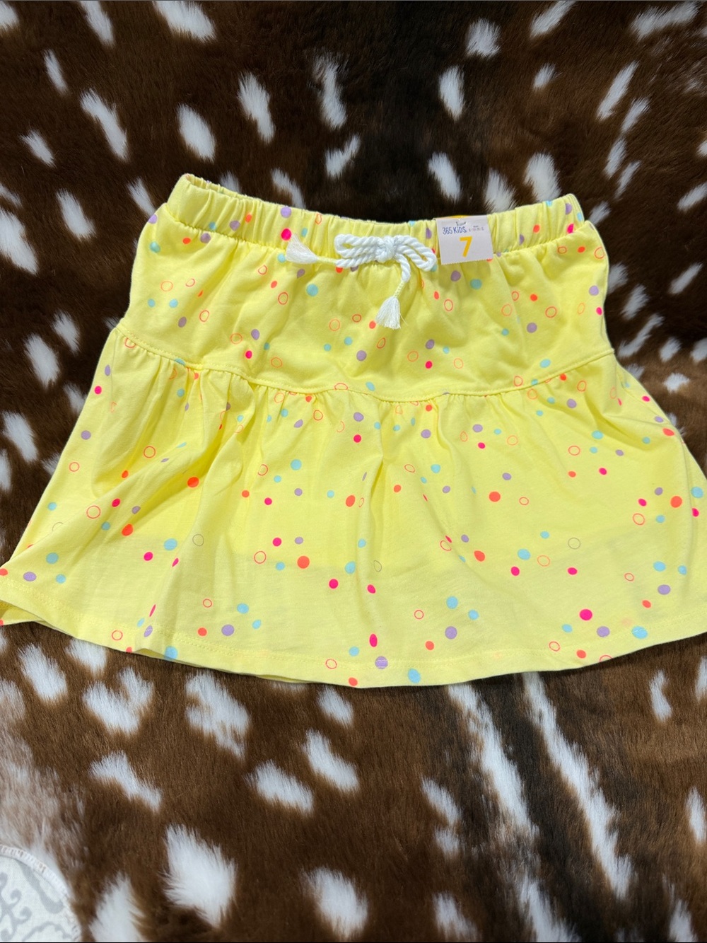 Girls Yellow Polka Dot Skort with Drawstring